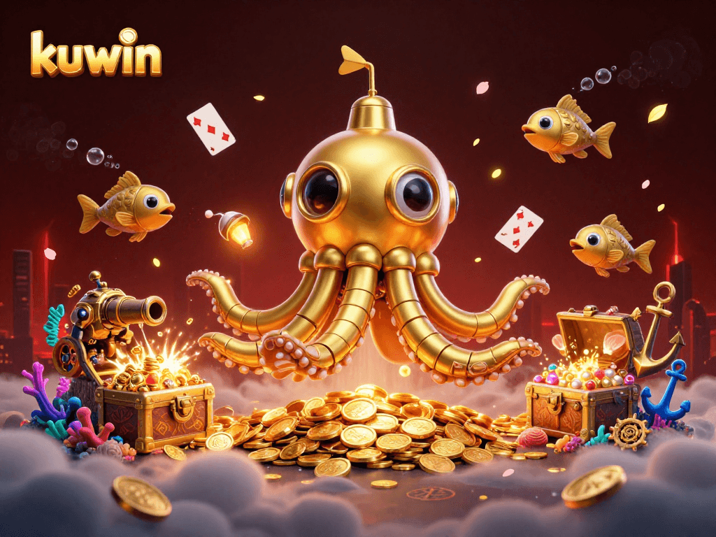 Engage with kuwin and discover captivating slots amidst a golden treasure hunt.