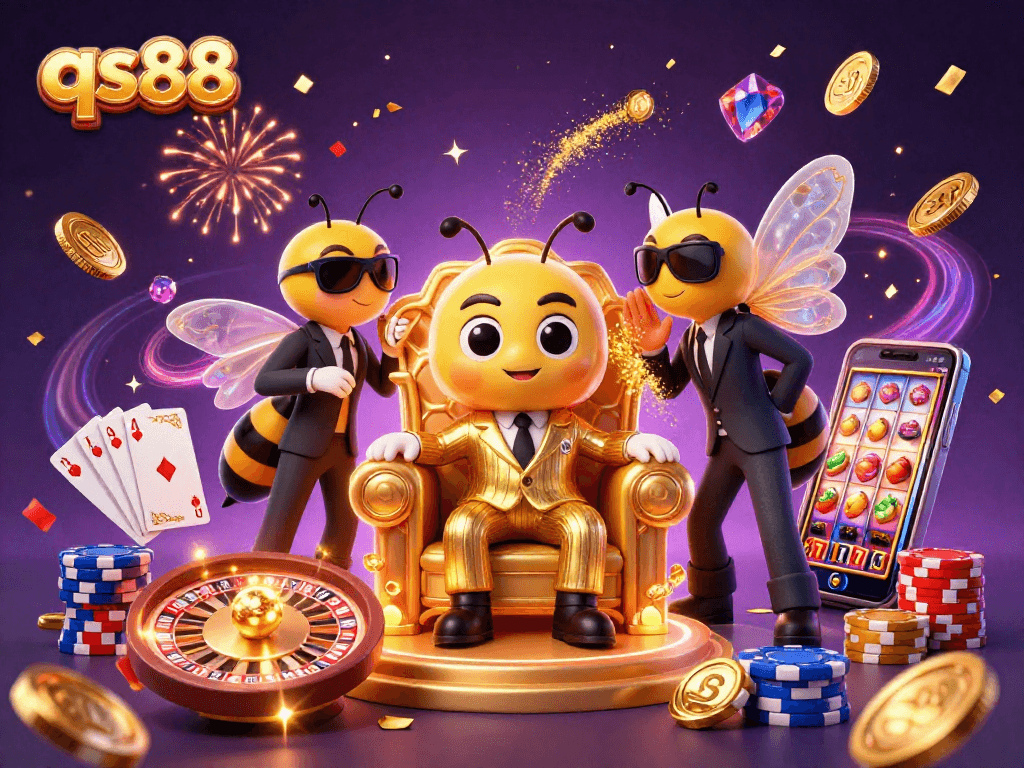 Experience thrilling gameplay at qs88 with a vibrant 3D depiction of gaming excitement and rewards.