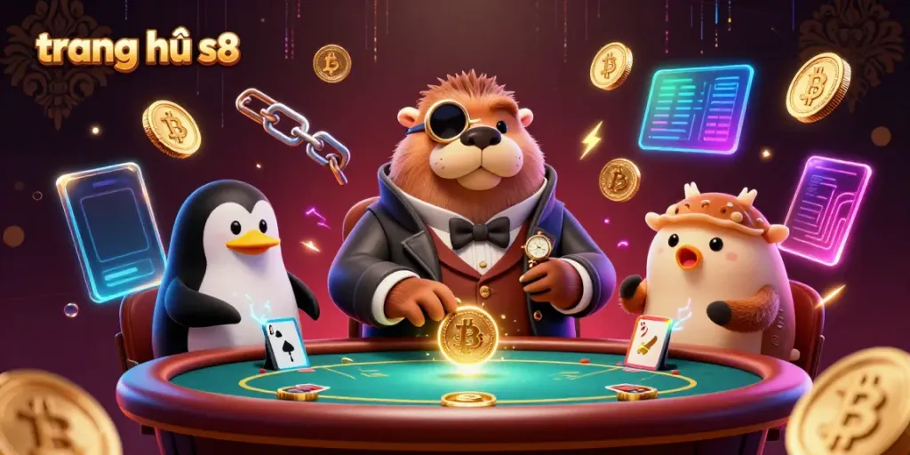 Experience the fun of gaming at trang chủ s8 with an underwater poker scene featuring animated animals in rich details.