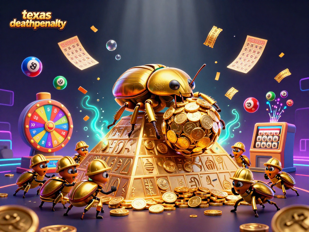 Experience the thrill of texasdeathpenalty with colorful lottery elements in a vibrant casino scene.