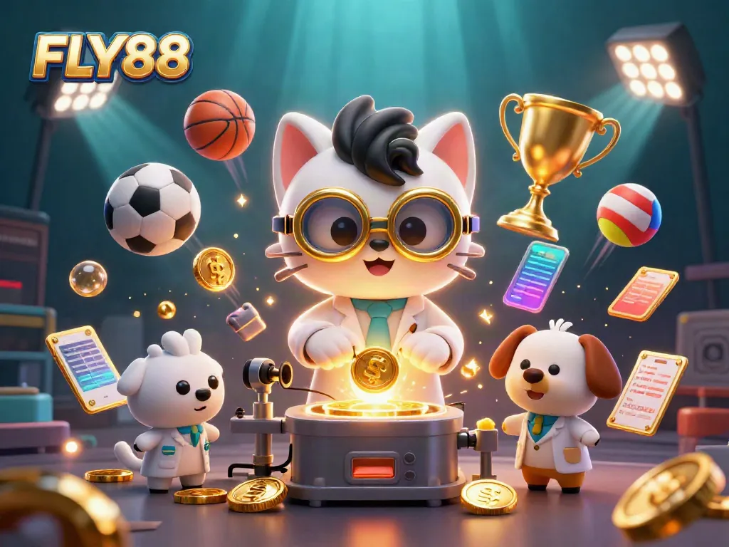 Experience thrilling gaming action with FLY88's unique casino atmosphere featuring vibrant characters and dynamic elements.