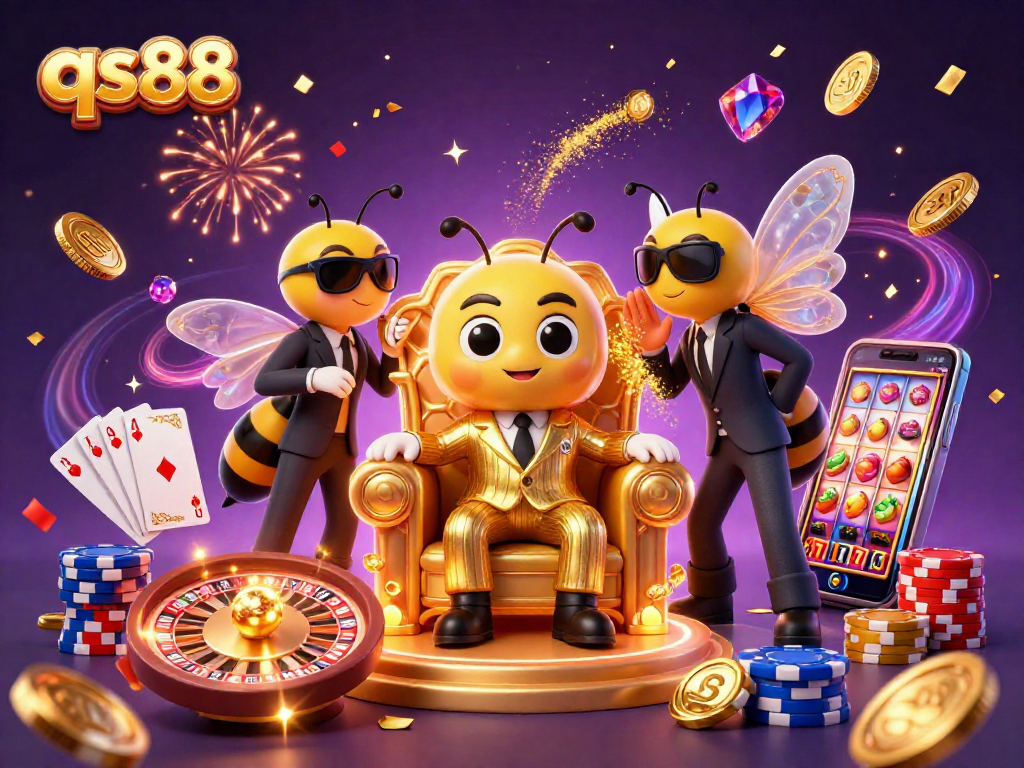 Experience thrilling gameplay at qs88 with a vibrant 3D depiction of gaming excitement and rewards.