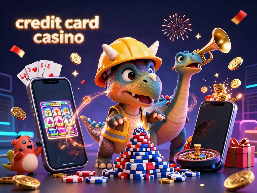 Celebrate with a lively credit card casino scene featuring a triceratops building poker chip stacks.