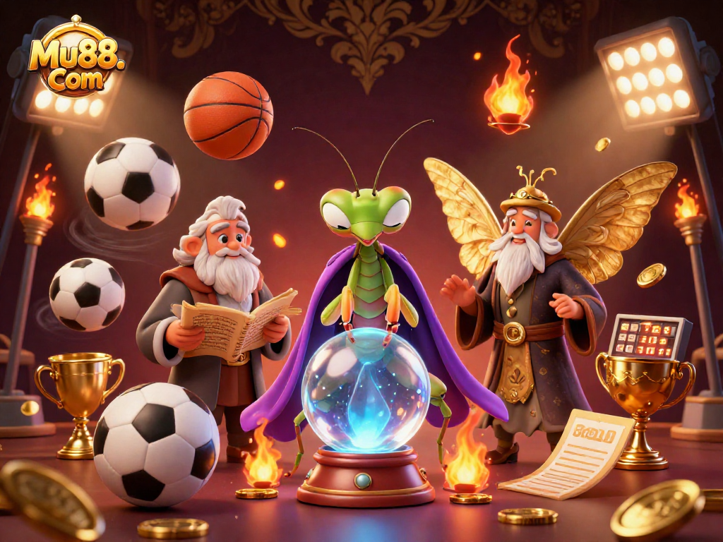 Experience thrilling sports betting action with Mu88. Com in a vibrant, dynamic casino scene featuring animated characters and elements.