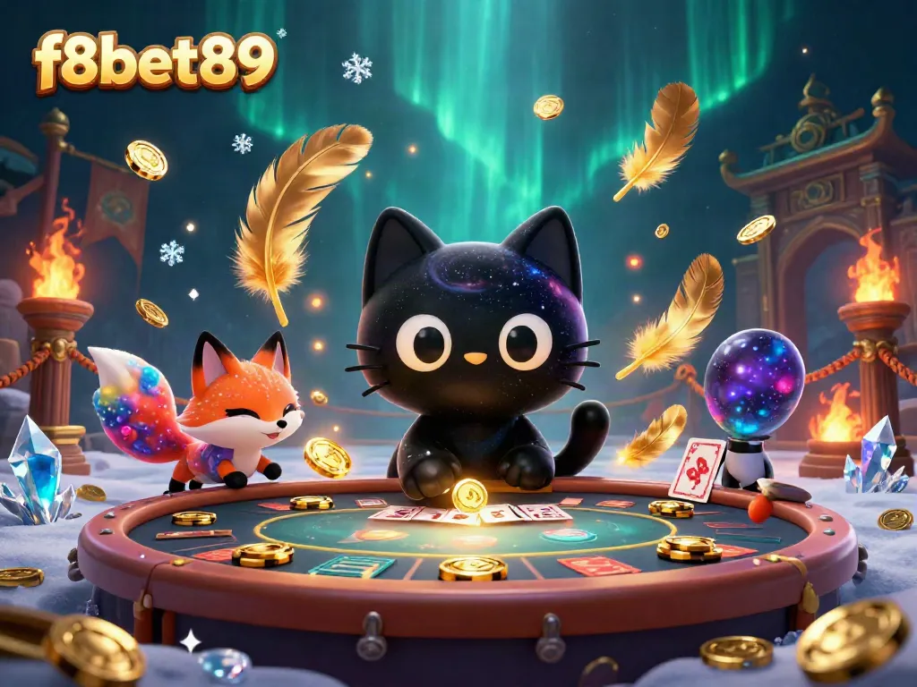 Engage in exciting casino games at f8bet89 with a captivating cosmic scene filled with 3D characters and vibrant elements.