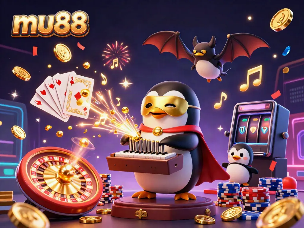 Experience the thrill of mu88 with vibrant casino elements and dynamic characters in a captivating 3D scene.