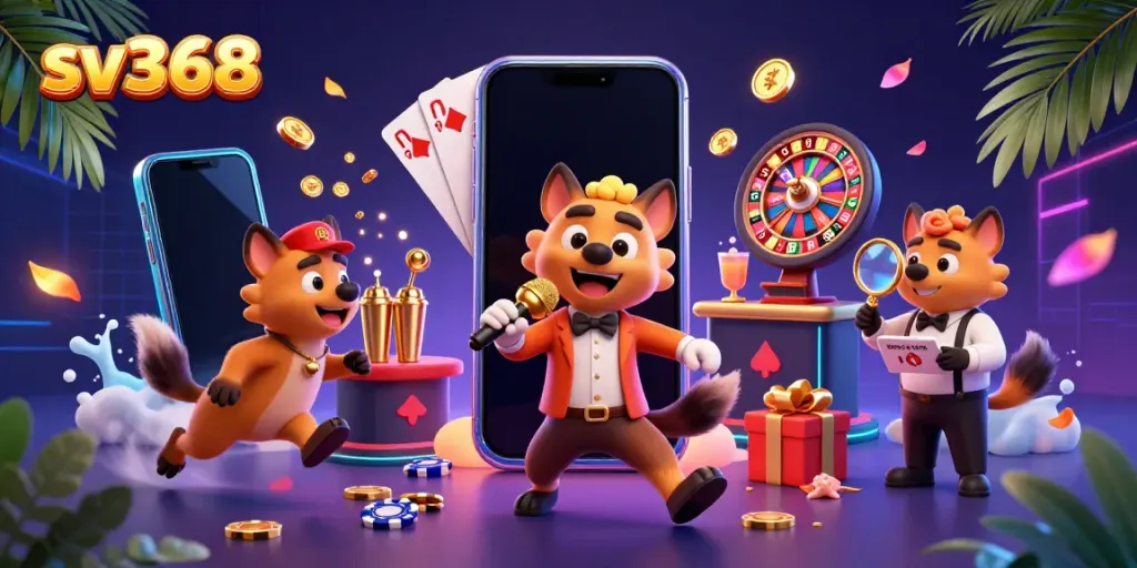 Experience laughter and excitement with sv368 at a vibrant casino club featuring hyenas in action.