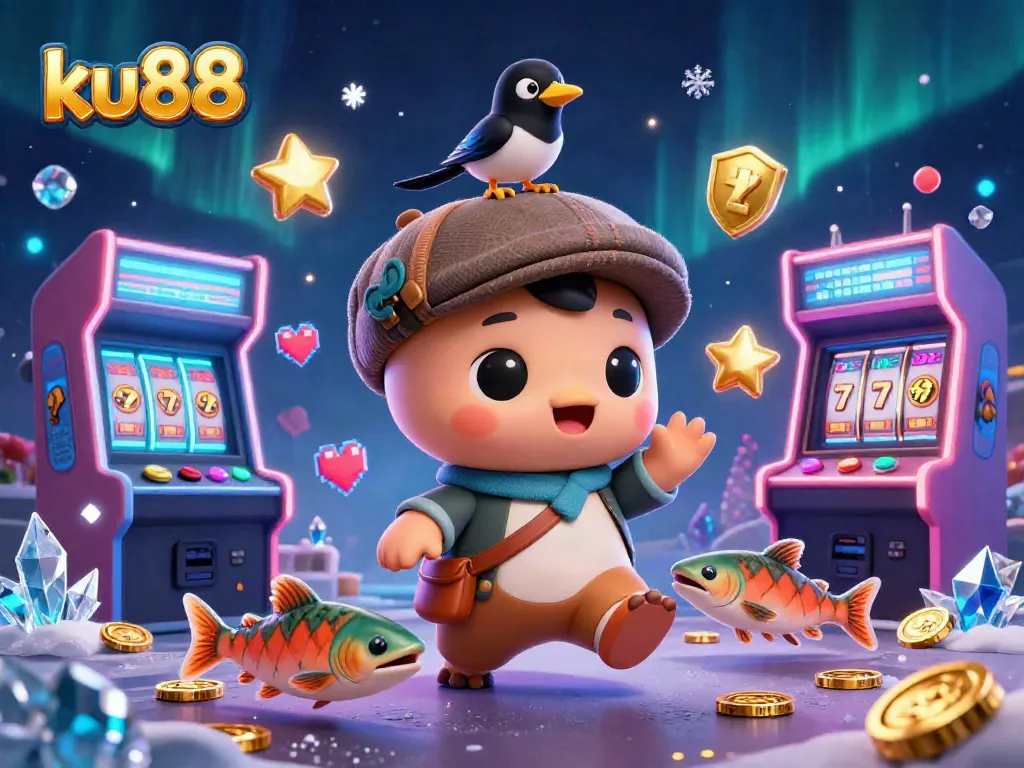 ku88 offers exciting gaming action with vibrant characters and casino elements in a colorful 3D scene.