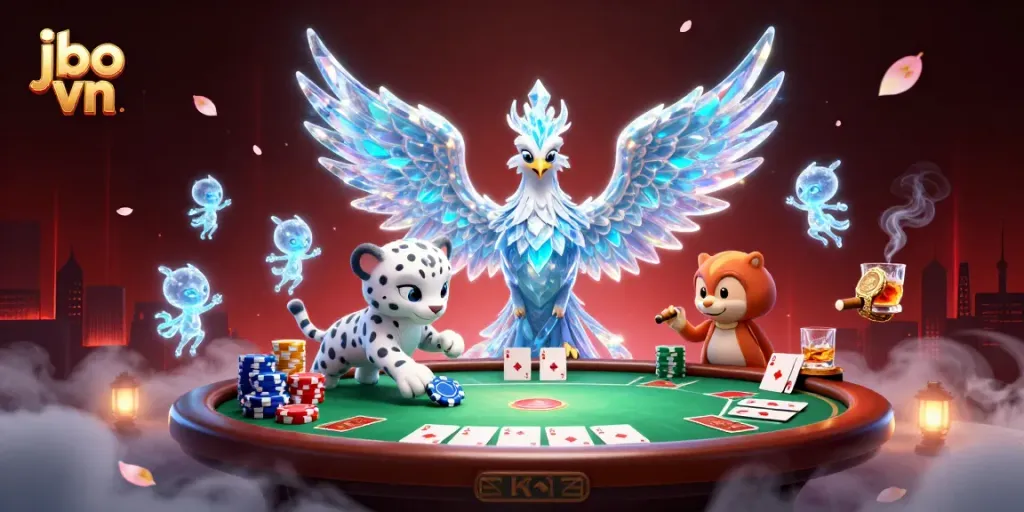 Experience the thrill of jbo vn with vibrant casino action in this stunning illustration.