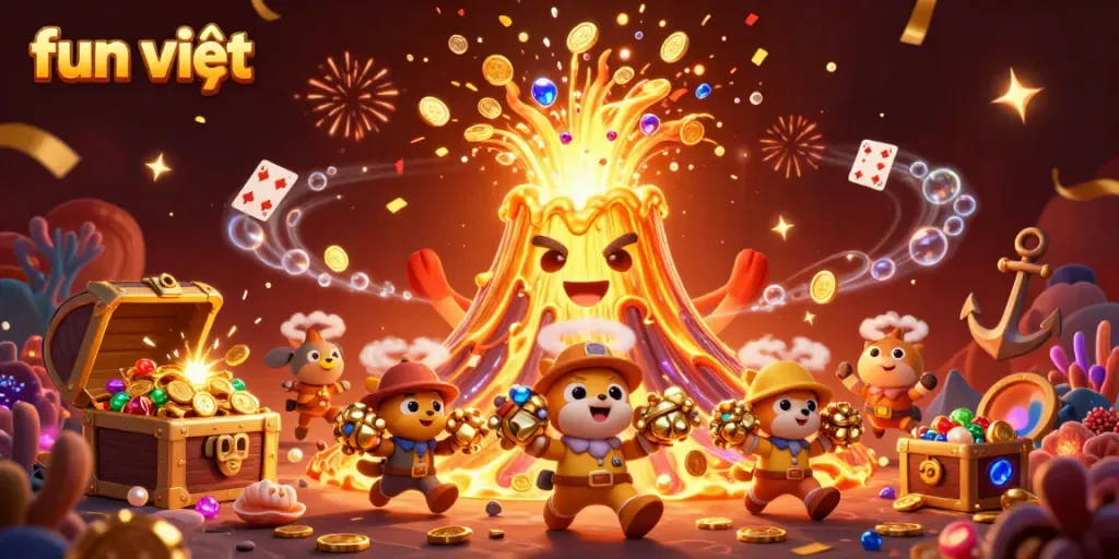 Experience the thrill of fun việt with vibrant detailed casino action and treasure amidst golden elements.