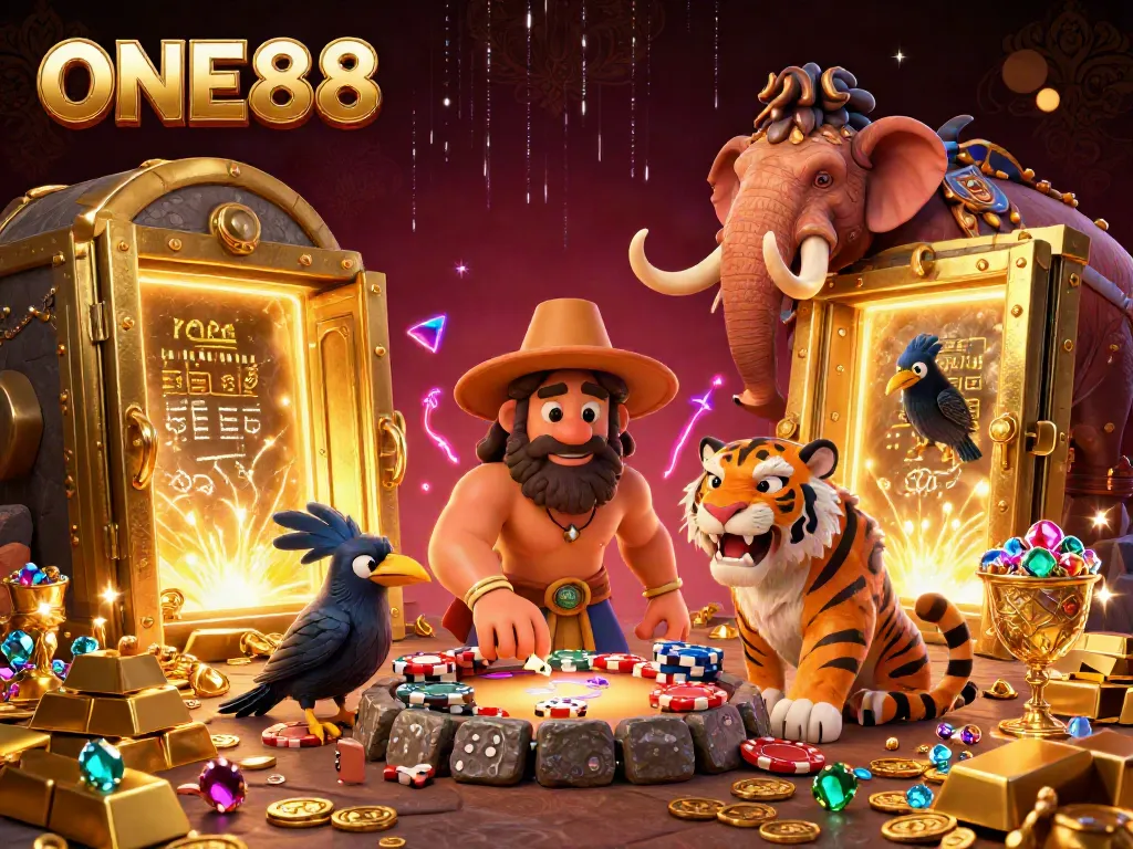 Experience the dynamic atmosphere of ONE88 as a caveman and his sabertooth tiger run a prehistoric casino.