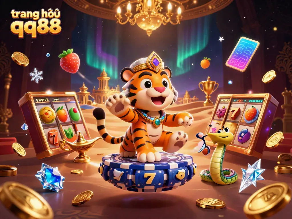 Experience the excitement of the trang chủ qq88 with vibrant casino elements and characters.