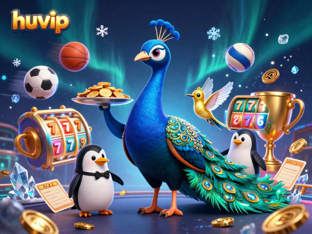 Engage with huvip's vibrant casino world featuring dynamic games, treasures, and animated characters.