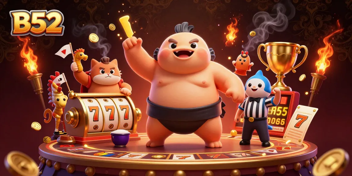B52 showcases a dynamic underwater casino scene, featuring a fugu and catfish with exciting slot reels.