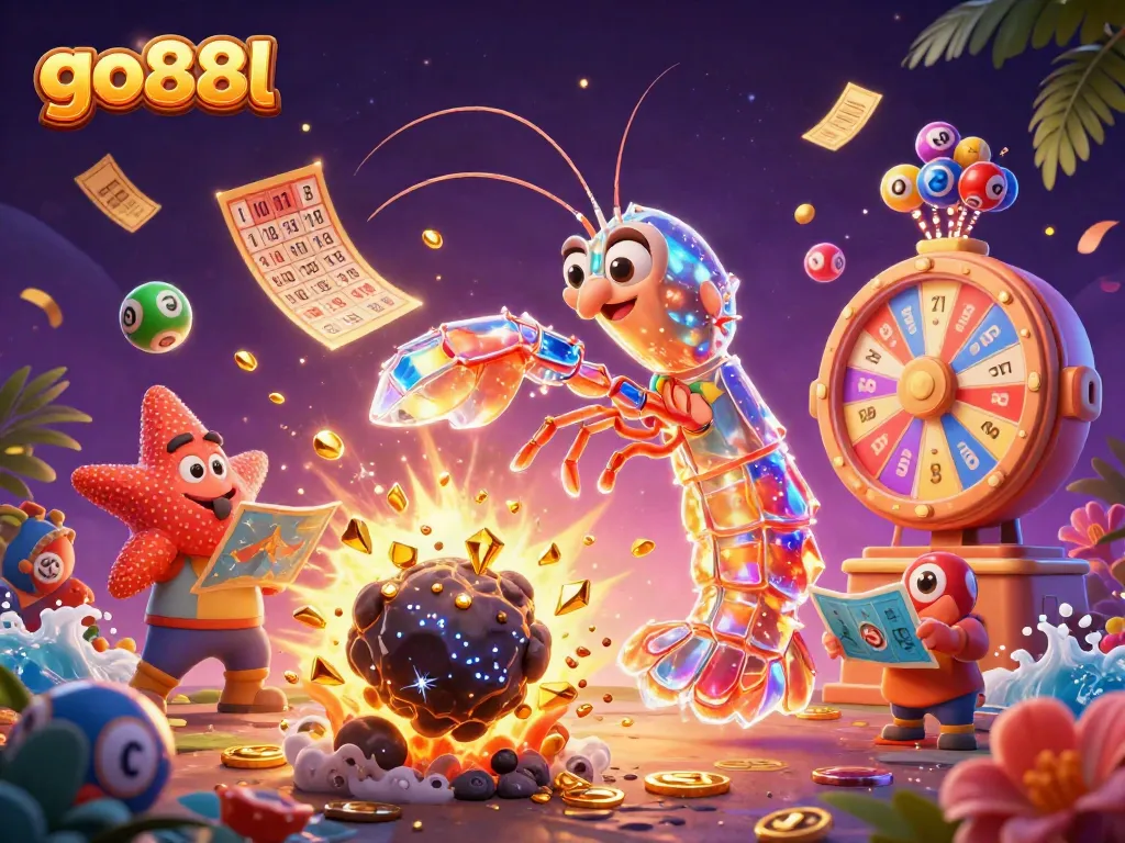Join the adventure with go88l as the mantis shrimp and starfish unveil colorful lottery prizes!