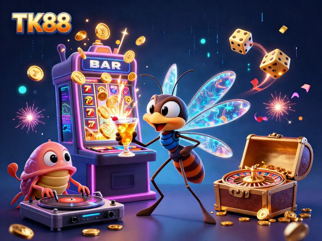 Cash in on winnings with TK88’s lively casino scene featuring engaging characters and vibrant elements.