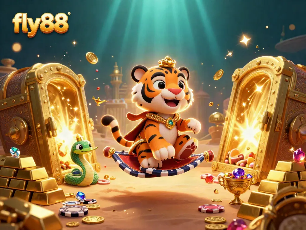 Engage with thrilling games at fly88, featuring a vibrant Arabian Nights-themed design and rich gold treasures.