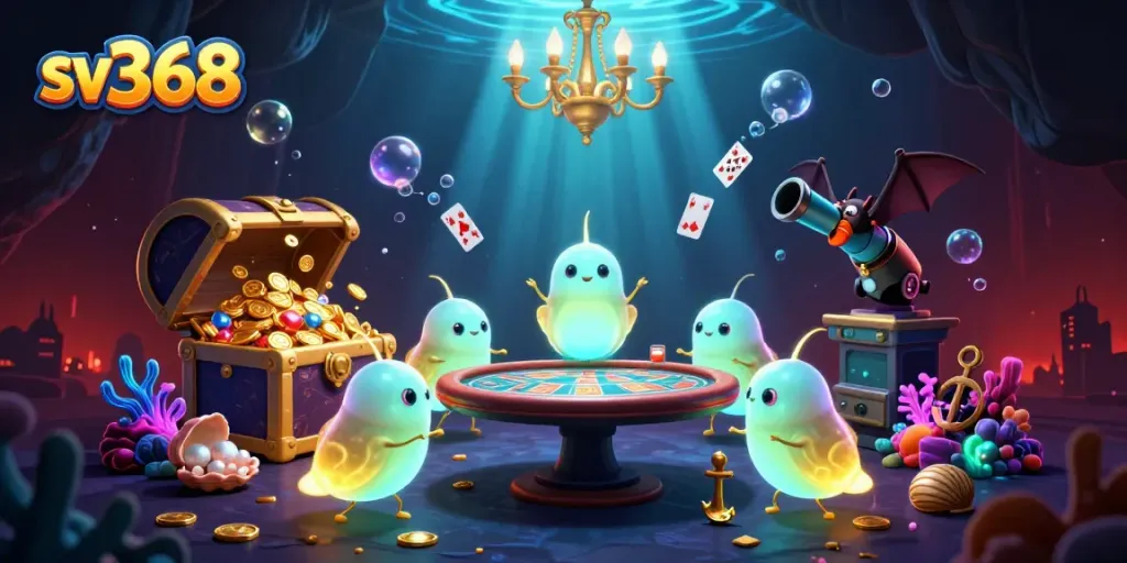 Bet on thrilling experiences at sv368 with glowing casino characters and underwater treasures.