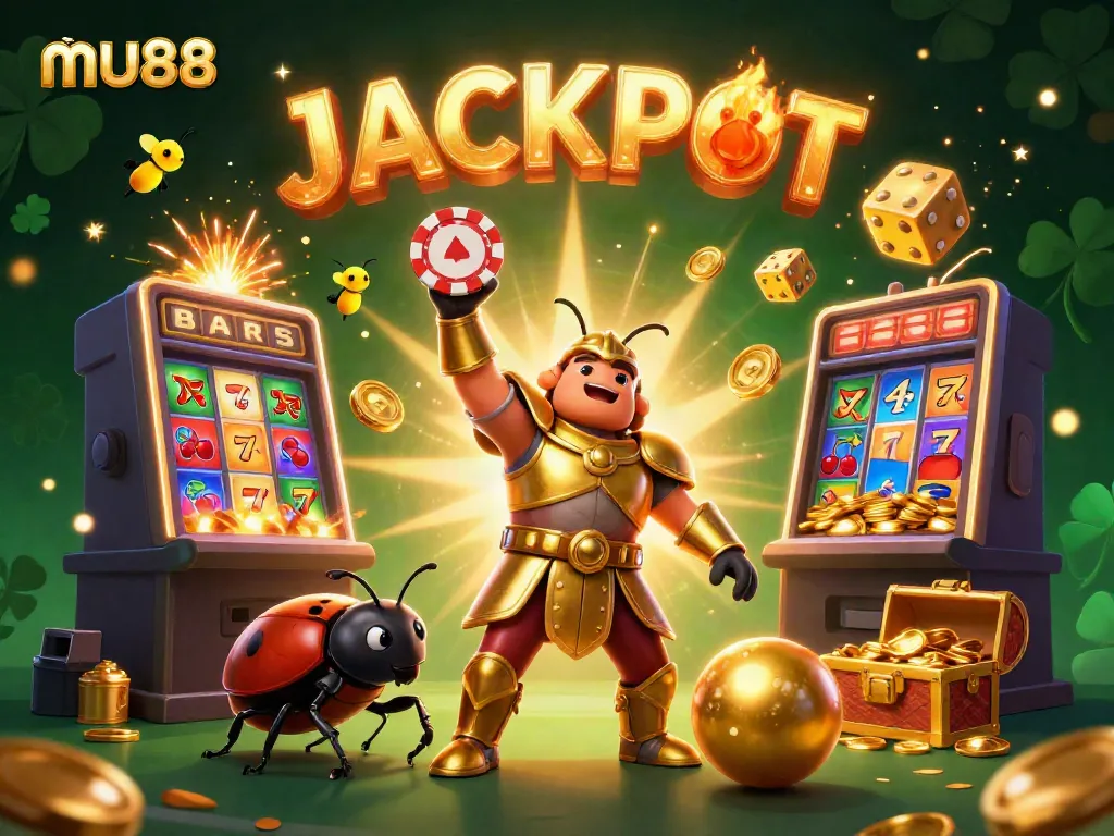 Experience thrilling winnings at mu88 as the golden-armored beetle celebrates a jackpot!
