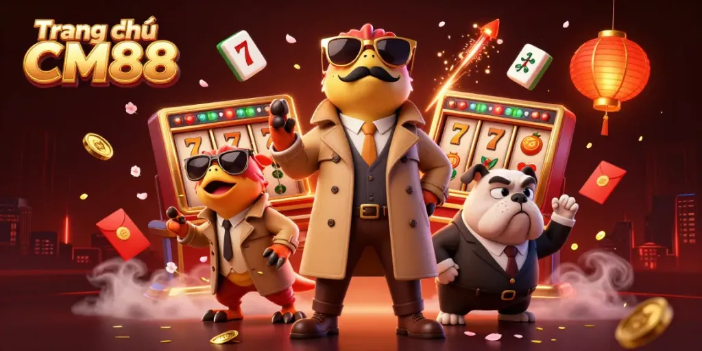 Experience the excitement of Trang chủ CM88 in a vibrant casino scene featuring playful raptors.