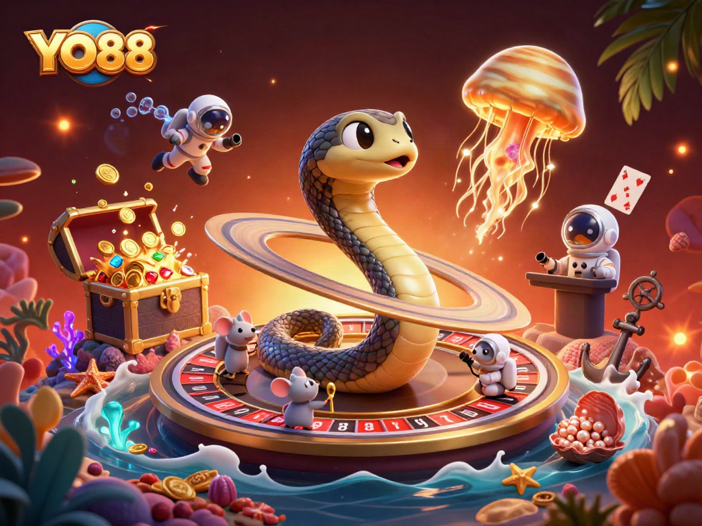 Win big with YO88 as astronaut mice bet on a cosmic roulette, invigorating the online casino experience.